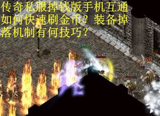 传奇私服掉钱版手机互通如何快速刷金币？装备掉落机制有何技巧？